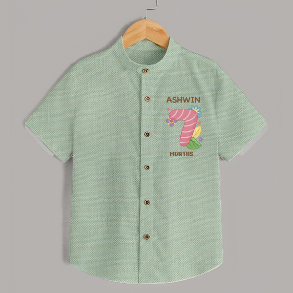 Celebrate Baby's 7th Month | Custom Shirt | Premium Cotton - MINT GREEN - 0 - 6 Months Old (Chest 23")