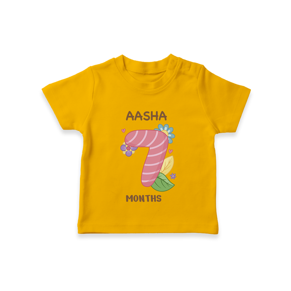 Celebrate Baby's 7th Month | Custom T-Shirt | Premium Cotton - CHROME YELLOW - 0-5 Months Old (Chest 17")