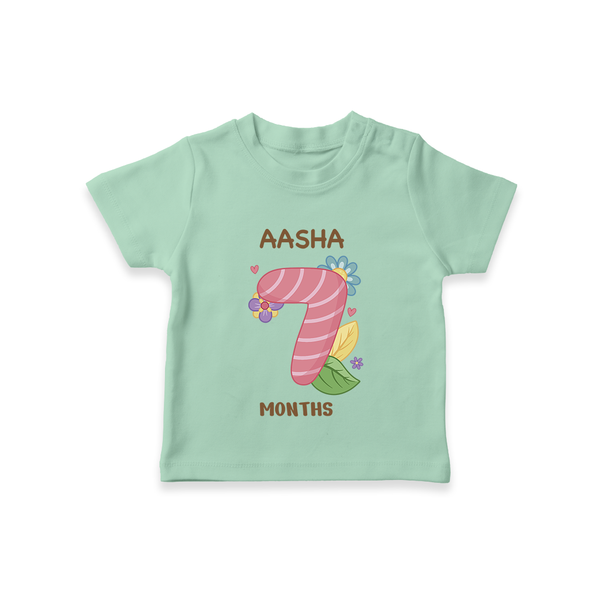 Celebrate Baby's 7th Month | Custom T-Shirt | Premium Cotton - MINT GREEN - 0-5 Months Old (Chest 17")