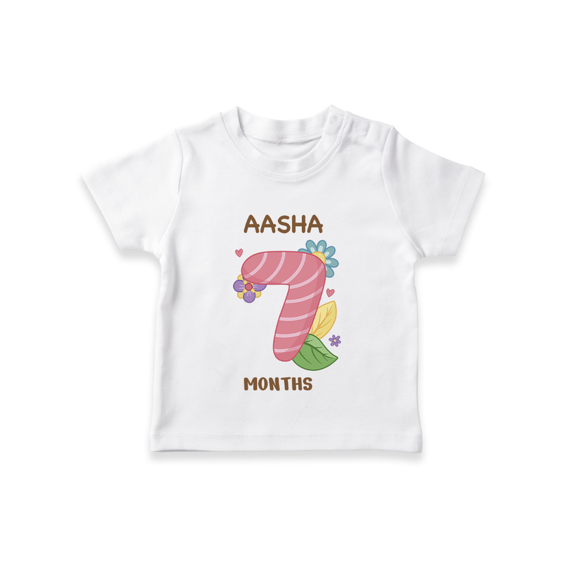 Celebrate Baby's 7th Month | Custom T-Shirt | Premium Cotton - WHITE - 0-5 Months Old (Chest 17")