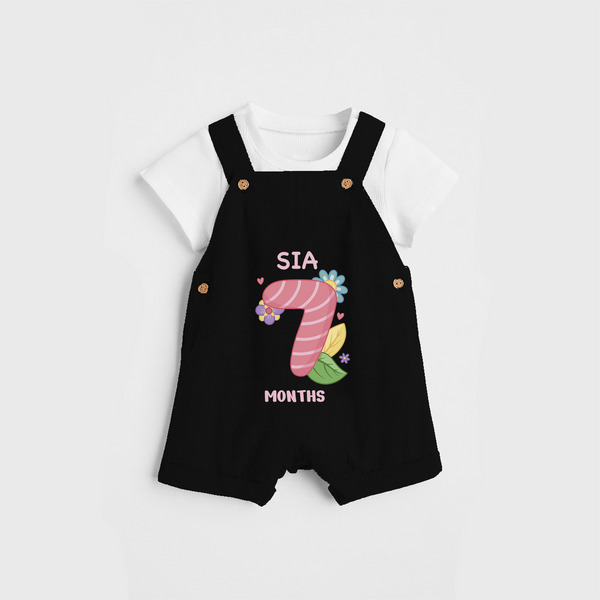 Memorialize your little one's Seventh month with a personalized Dungaree - BLACK - 0 - 5 Months Old (Chest 17")