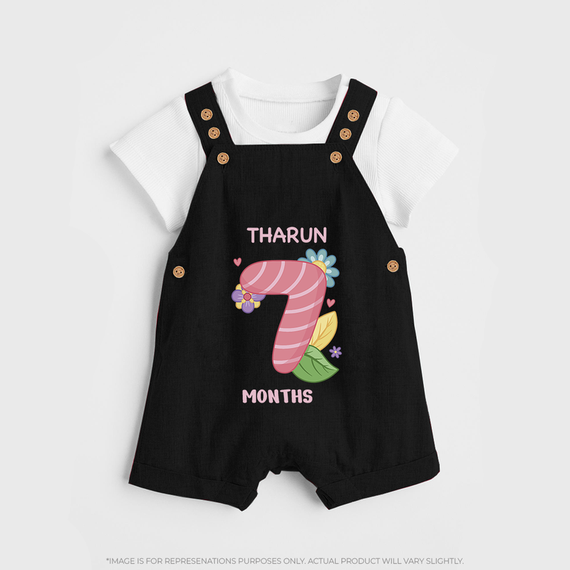 Dress Your Little One In Our Enchanting Customized Baby Dungaree Set For Their 7-Month Celebration - BLACK - 0 - 5 Months Old (Chest 18")