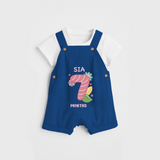 Memorialize your little one's Seventh month with a personalized Dungaree - COBALT BLUE - 0 - 5 Months Old (Chest 17")