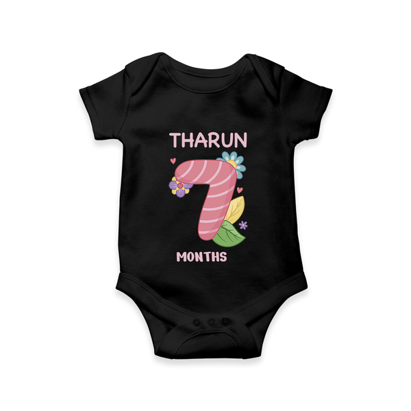 Celebrate Baby's 7th Month | Custom Romper/Onesie | Premium Cotton - BLACK - New Born (Chest 14")