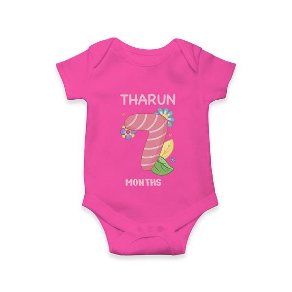 Celebrate Baby's 7th Month | Custom Romper/Onesie | Premium Cotton - HOT PINK - New Born (Chest 14")