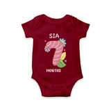 Memorialize your little one's Seventh month with a personalized romper/onesie - MAROON - 0 - 3 Months Old (Chest 16")