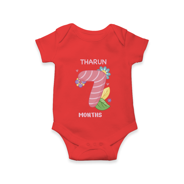 Dress Your Little One In Our Enchanting Customized Baby Romper For Their 7-Month Celebration - RED - 0 - 3 Months Old (Chest 16")