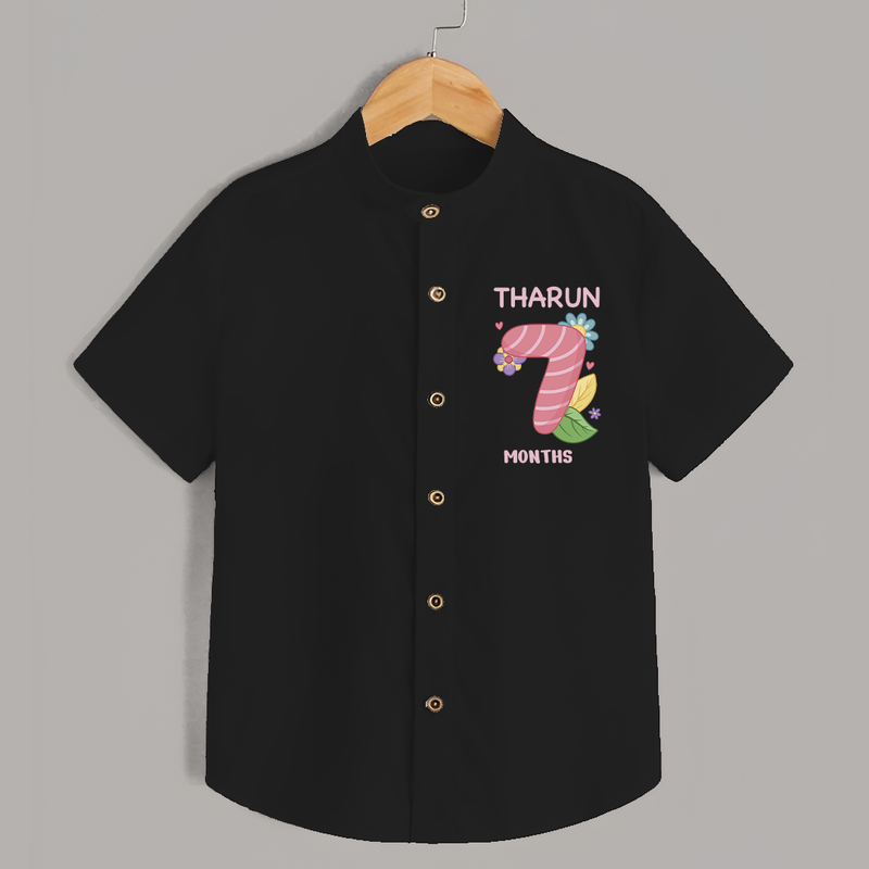 Celebrate Baby's 7th Month | Custom Shirt | Premium Cotton - BLACK - 0 - 6 Months Old (Chest 23")