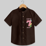Memorialize your little one's Seventh month Birthday with a personalized Shirt - CHOCOLATE BROWN - 0 - 6 Months Old (Chest 21")
