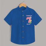 Celebrate Baby's 7th Month | Custom Shirt | Premium Cotton - COBALT BLUE - 0 - 6 Months Old (Chest 23")
