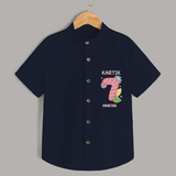 Memorialize your little one's Seventh month Birthday with a personalized Shirt - NAVY BLUE - 0 - 6 Months Old (Chest 21")