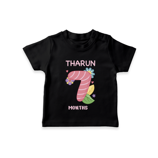 Celebrate Baby's 7th Month | Custom T-Shirt | Premium Cotton - BLACK - 0-5 Months Old (Chest 17")