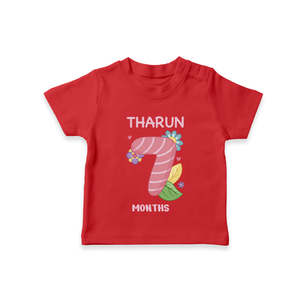 Celebrate Baby's 7th Month | Custom T-Shirt | Premium Cotton - RED - 0-5 Months Old (Chest 17")