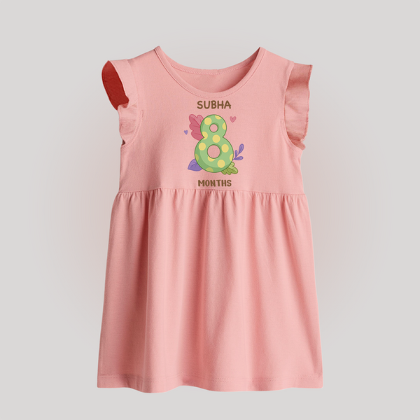 Celebrate Baby's 8th Month | Custom Baby Frock | Premium Cotton - BABY PINK - 0 - 3 Months Old (Chest 17")