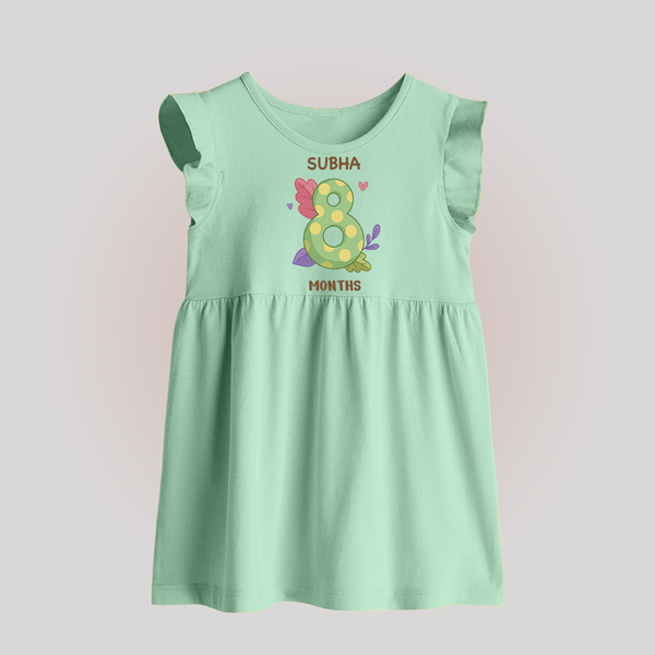 Celebrate Baby's 8th Month | Custom Baby Frock | Premium Cotton - MINT GREEN - 0 - 3 Months Old (Chest 17")