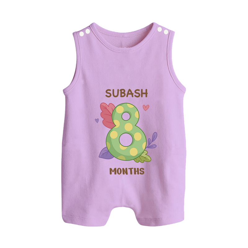 Celebrate Baby's 8th Month | Custom Romper Suit/ Sleeveless Romper | Premium Cotton - LILAC - 0 - 5 Months Old (Chest 18")