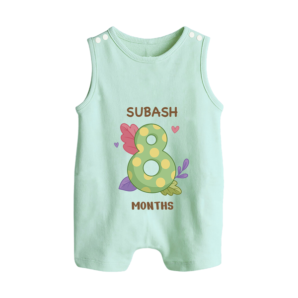 Celebrate Baby's 8th Month | Custom Romper Suit/ Sleeveless Romper | Premium Cotton - MINT GREEN - 0 - 5 Months Old (Chest 18")