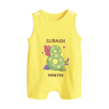 Celebrate Baby's 8th Month | Custom Romper Suit/ Sleeveless Romper | Premium Cotton - PASTEL YELLOW - 0 - 5 Months Old (Chest 18")