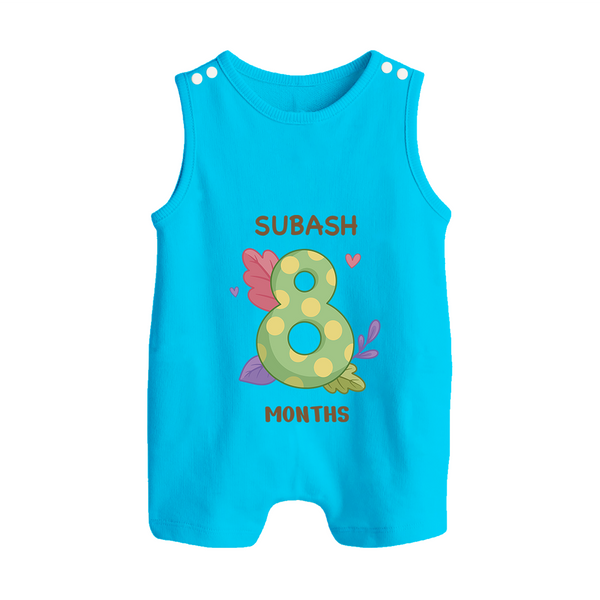 Celebrate Baby's 8th Month | Custom Romper Suit/ Sleeveless Romper | Premium Cotton - SKY BLUE - 0 - 5 Months Old (Chest 18")