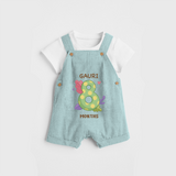 Memorialize your little one's Eighth month with a personalized Dungaree - ARCTIC BLUE - 0 - 5 Months Old (Chest 17")
