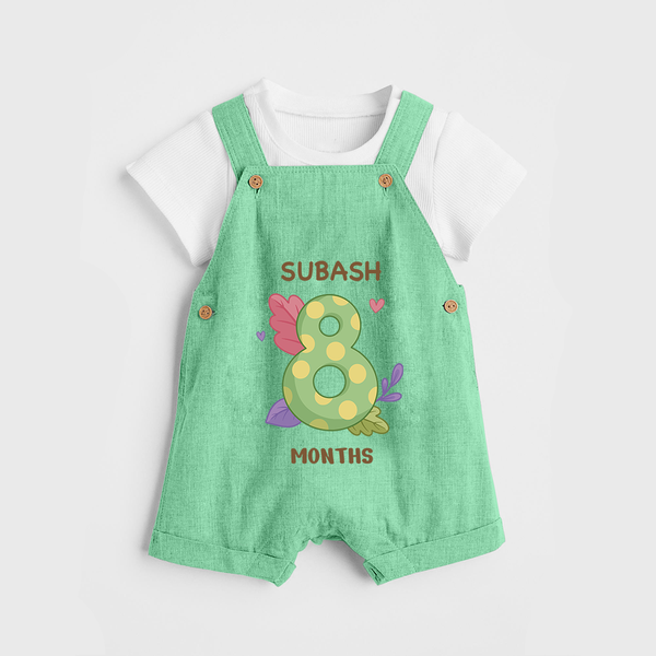 Celebrate Baby's 8th Month | Custom Dungaree Set | Premium Cotton - GREEN - 0 - 5 Months Old (Chest 18")