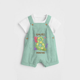Memorialize your little one's Eighth month with a personalized Dungaree - LIGHT GREEN - 0 - 5 Months Old (Chest 17")