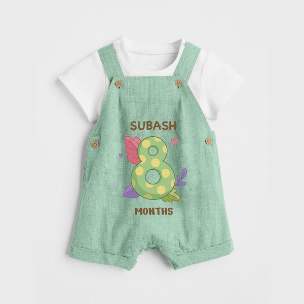 Celebrate Baby's 8th Month | Custom Dungaree Set | Premium Cotton - MINT GREEN - 0 - 5 Months Old (Chest 18")