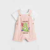 Memorialize your little one's Eighth month with a personalized Dungaree - PEACH - 0 - 5 Months Old (Chest 17")