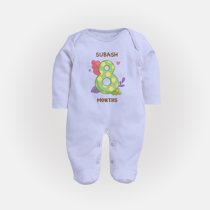 Dress Your Little One In Our Enchanting Customized Baby Sleep Suit For Their 8-Month Celebration - BABY BLUE - New Born (Chest 7.5")