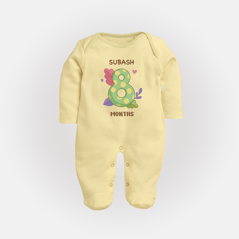 Dress Your Little One In Our Enchanting Customized Baby Sleep Suit For Their 8-Month Celebration - PASTEL YELLOW - New Born (Chest 7.5")