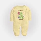 Celebrate Baby's 8th Month | Custom Full Sleeve Bodysuit/ Sleep Suit/ Jumpsuit | Premium Cotton - PASTEL YELLOW - New Born (Chest 7.5")