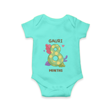 Memorialize your little one's Eighth month with a personalized romper/onesie - ARCTIC BLUE - 0 - 3 Months Old (Chest 16")
