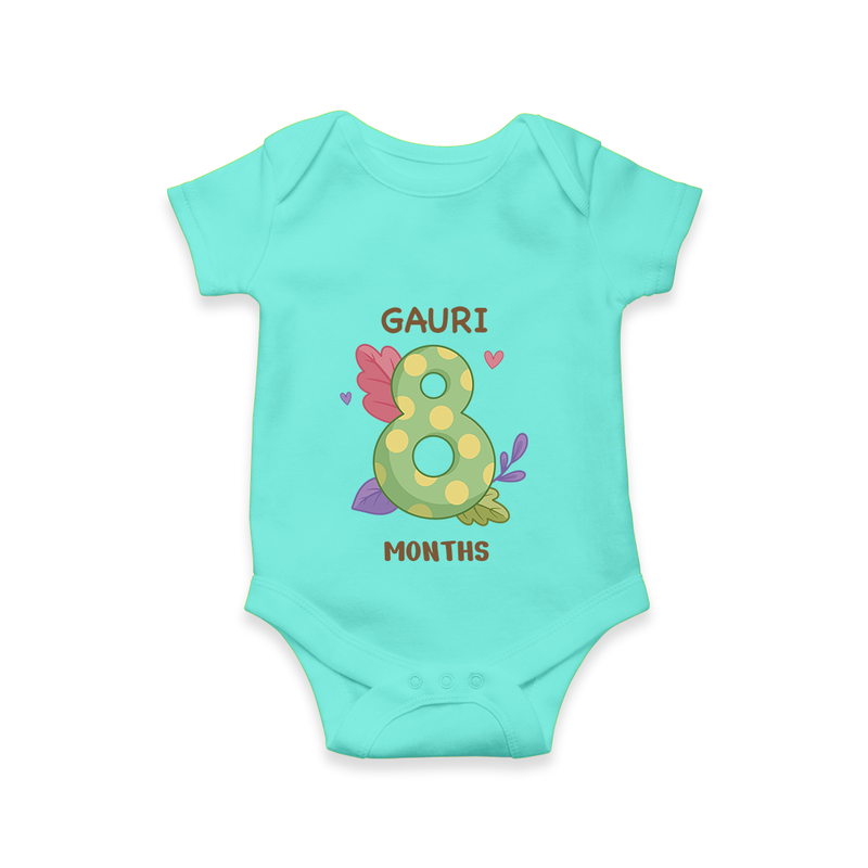 Memorialize your little one's Eighth month with a personalized romper/onesie - ARCTIC BLUE - 0 - 3 Months Old (Chest 16")