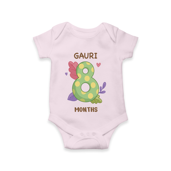 Memorialize your little one's Eighth month with a personalized romper/onesie - BABY PINK - 0 - 3 Months Old (Chest 16")