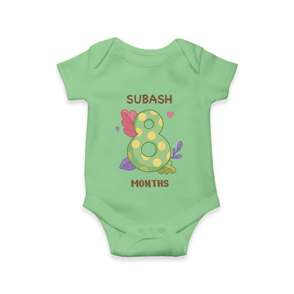 Celebrate Baby's 8th Month | Custom Romper/Onesie | Premium Cotton - GREEN - New Born (Chest 14")