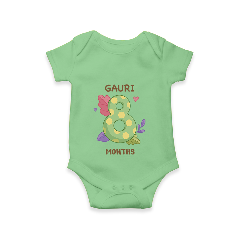 Memorialize your little one's Eighth month with a personalized romper/onesie - GREEN - 0 - 3 Months Old (Chest 16")