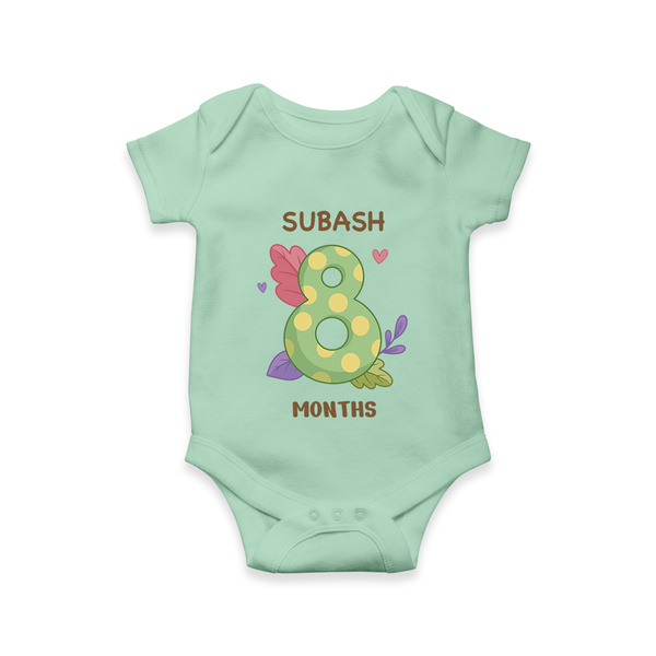 Celebrate Baby's 8th Month | Custom Romper/Onesie | Premium Cotton - MINT GREEN - New Born (Chest 14")