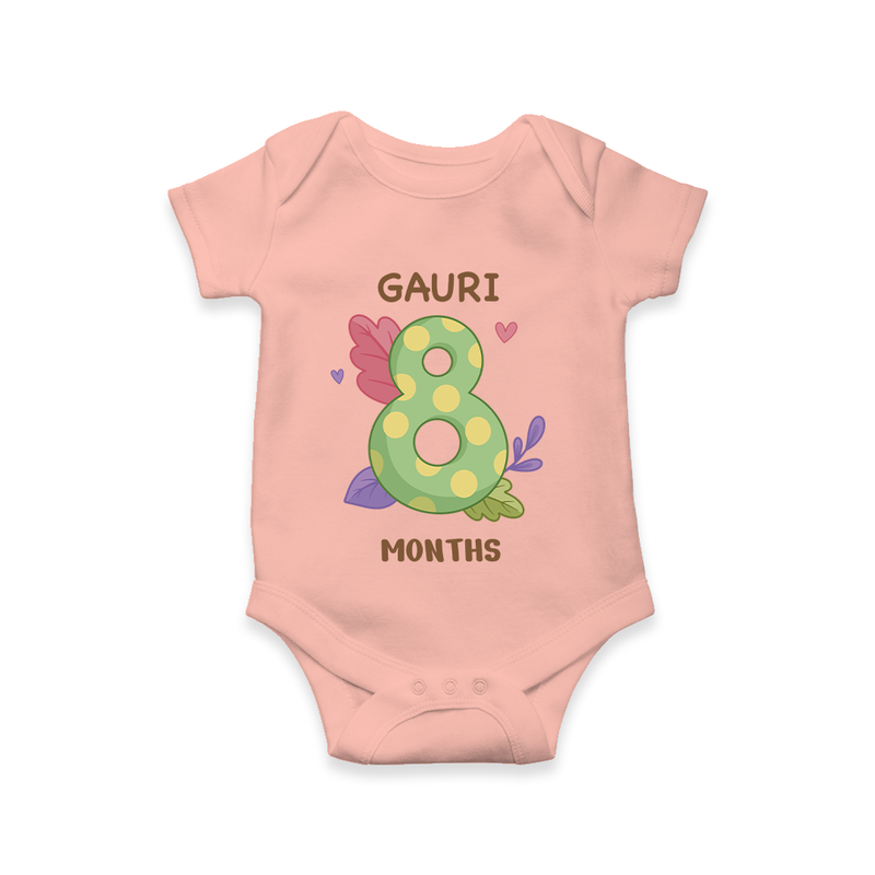 Memorialize your little one's Eighth month with a personalized romper/onesie - PEACH - 0 - 3 Months Old (Chest 16")