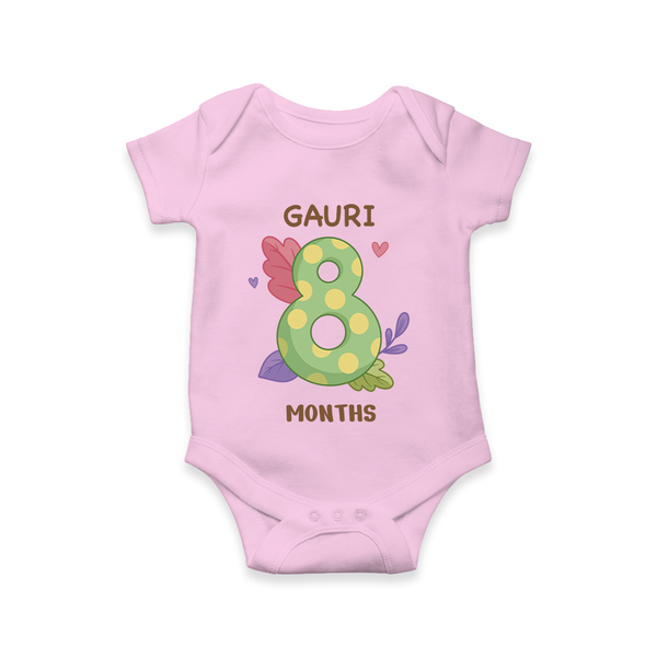 Memorialize your little one's Eighth month with a personalized romper/onesie - PINK - 0 - 3 Months Old (Chest 16")