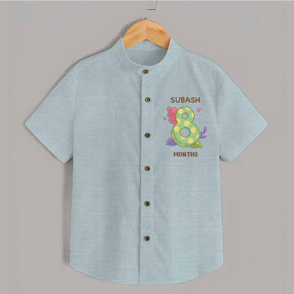 Celebrate Baby's 8th Month | Custom Shirt | Premium Cotton - ARCTIC BLUE - 0 - 6 Months Old (Chest 23")