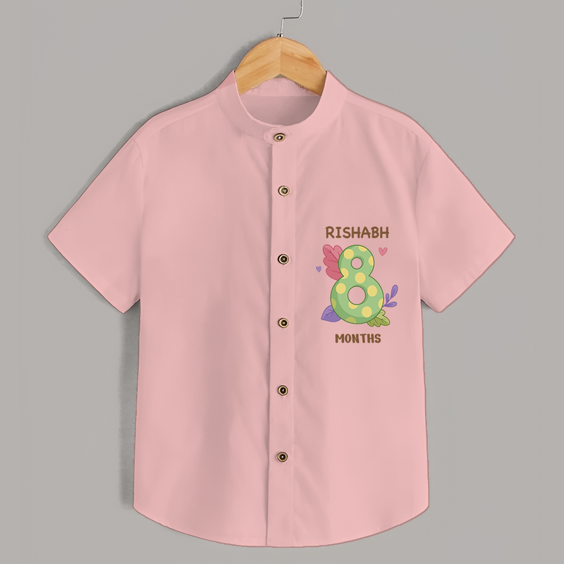 Memorialize your little one's Eighth month Birthday with a personalized Shirt - PEACH - 0 - 6 Months Old (Chest 21")