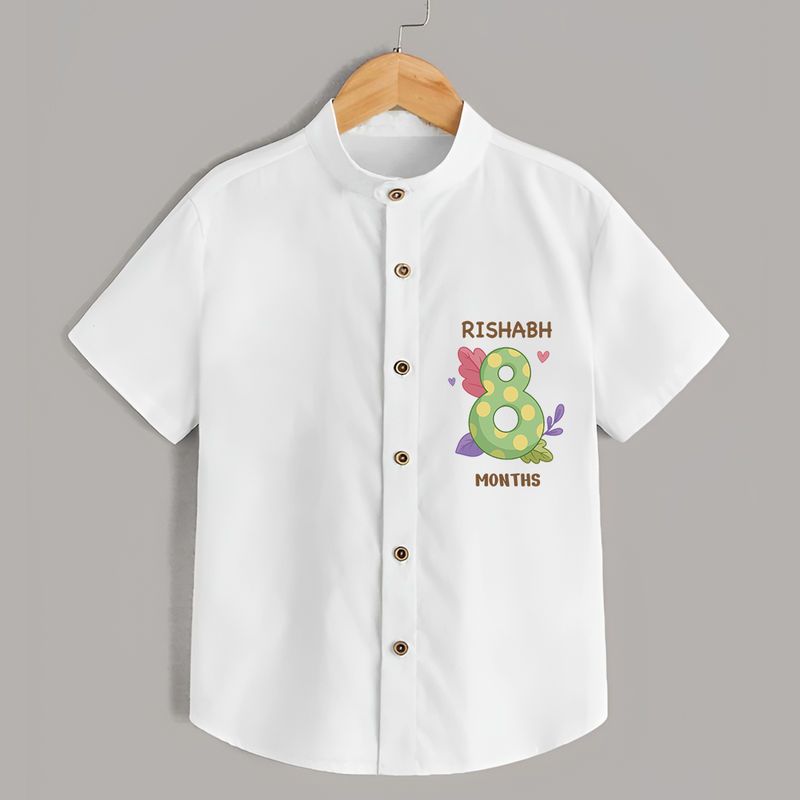 Memorialize your little one's Eighth month Birthday with a personalized Shirt - WHITE - 0 - 6 Months Old (Chest 21")