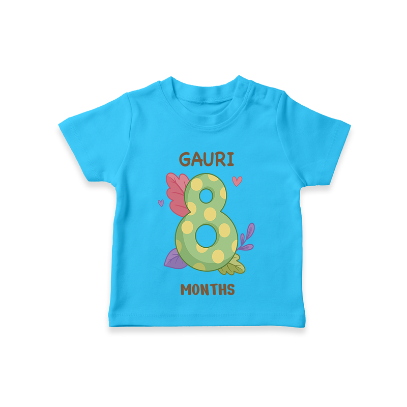 Memorialize your little one's Eighth month with a personalized kids T-shirts - SKY BLUE - 0 - 5 Months Old (Chest 17")