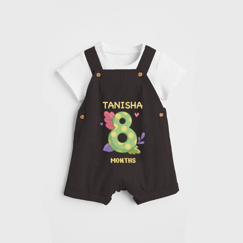 Memorialize your little one's Eighth month with a personalized Dungaree - CHOCOLATE BROWN - 0 - 5 Months Old (Chest 17")