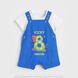 Celebrate Baby's 8th Month | Custom Dungaree Set | Premium Cotton - COBALT BLUE - 0 - 5 Months Old (Chest 18")