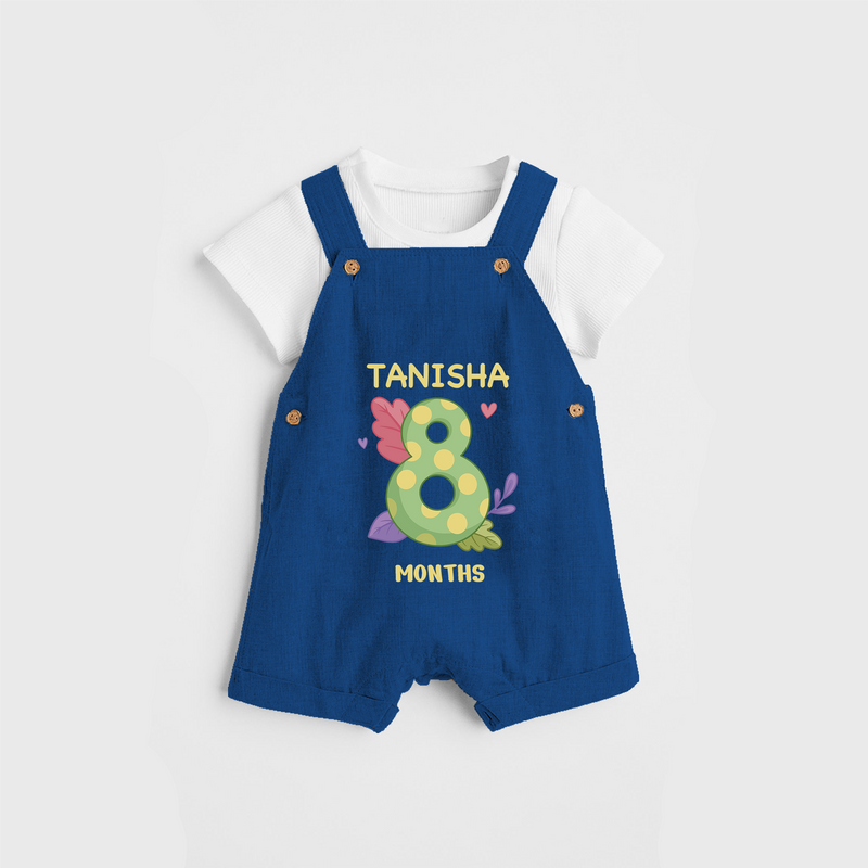 Memorialize your little one's Eighth month with a personalized Dungaree - COBALT BLUE - 0 - 5 Months Old (Chest 17")