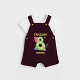 Memorialize your little one's Eighth month with a personalized Dungaree - MAROON - 0 - 5 Months Old (Chest 17")