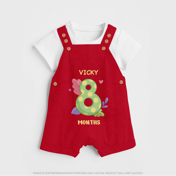 Dress Your Little One In Our Enchanting Customized Baby Dungaree Set For Their 8-Month Celebration - RED - 0 - 5 Months Old (Chest 18")