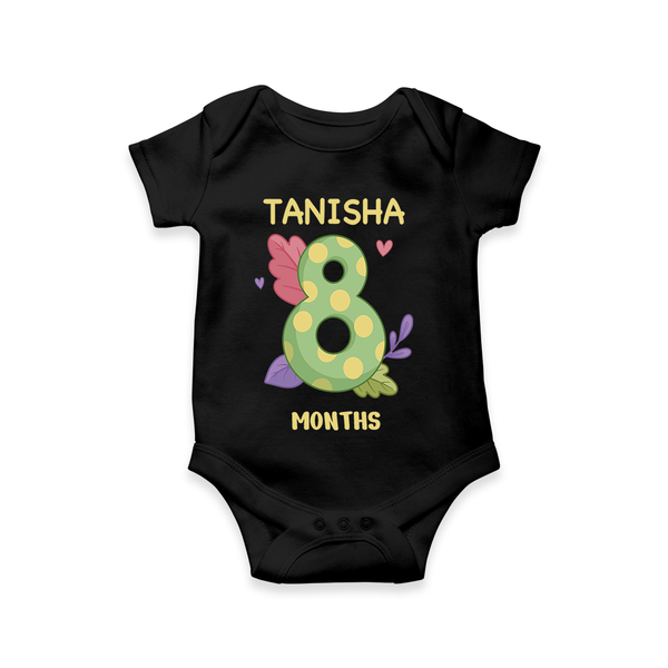 Memorialize your little one's Eighth month with a personalized romper/onesie - BLACK - 0 - 3 Months Old (Chest 16")