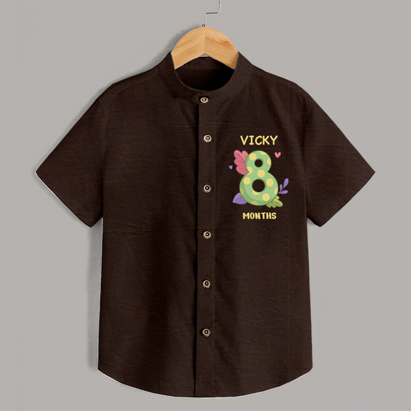 Celebrate Baby's 8th Month | Custom Shirt | Premium Cotton - CHOCOLATE BROWN - 0 - 6 Months Old (Chest 23")